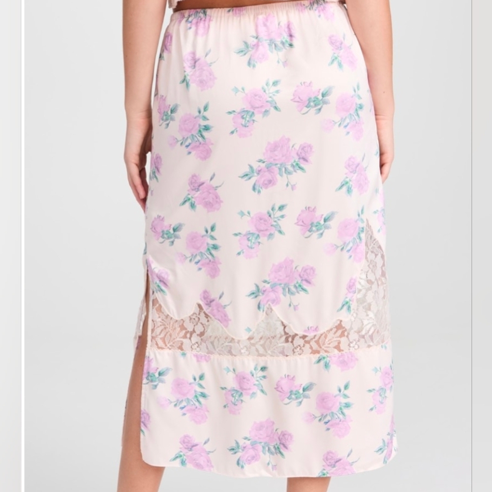 NWT Love Shack Fancy Fayette Midi Skirt in  Mauve Rose Sz XL - Picture 2 of 10